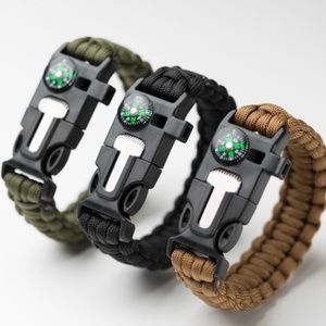 Paracord Outdoor Survival Tactical Bracelet Green Hiking Camp